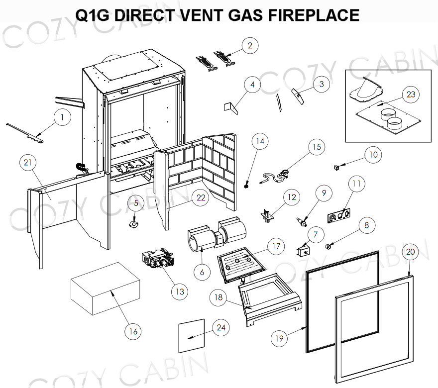 Q1G DIRECT VENT GAS FIREPLACE - NOVA (September 10, 2014 ->) #C-14358